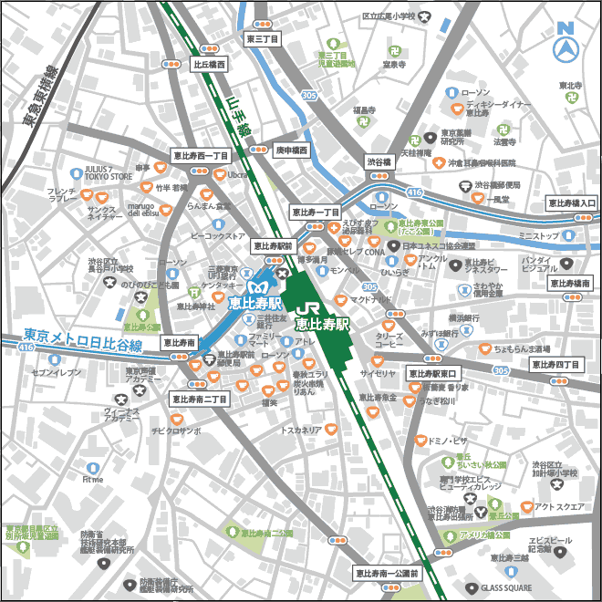 恵比寿駅の地図フリー素材 Eps Aiデータ